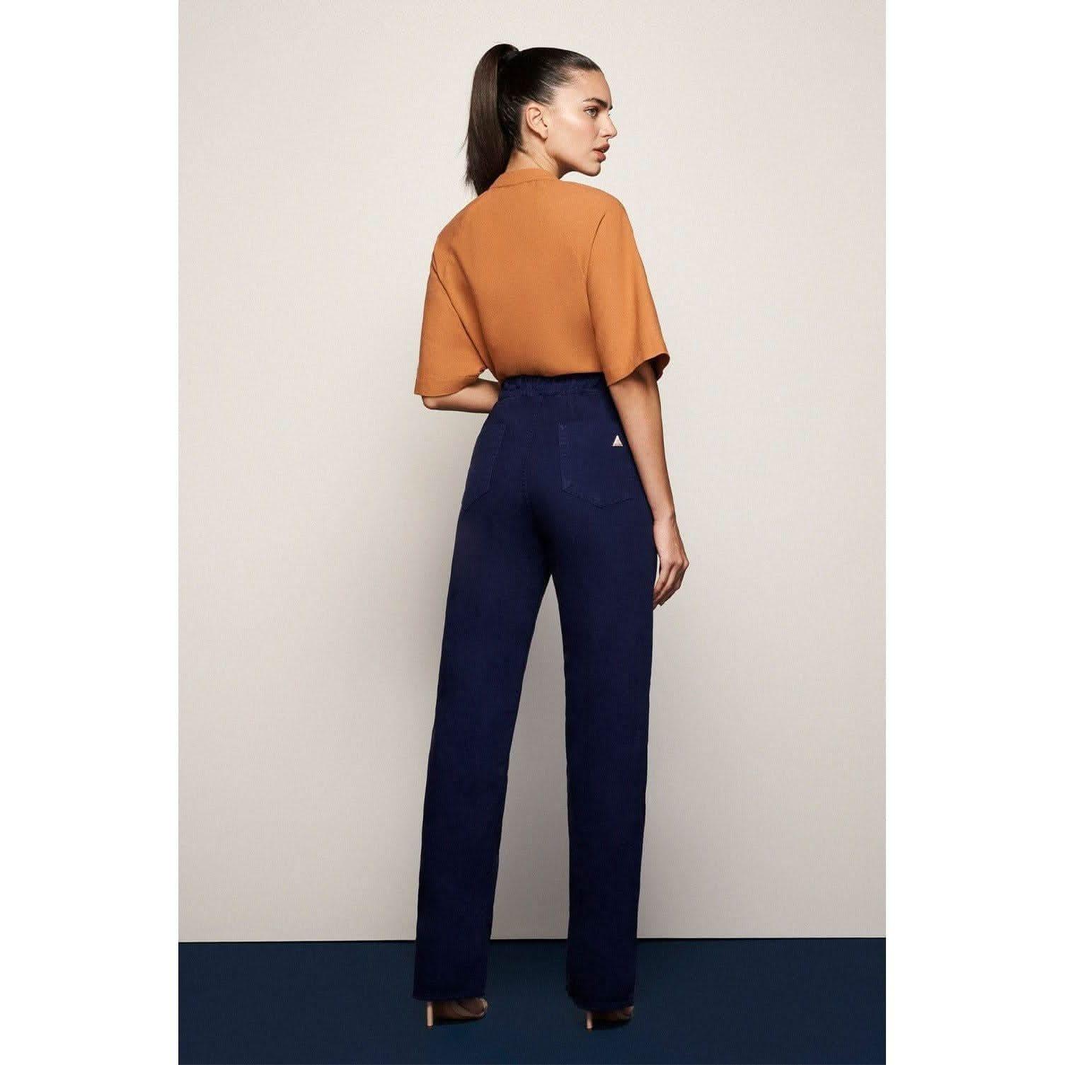 Calça Seca de Sarja com Fenda Lateral