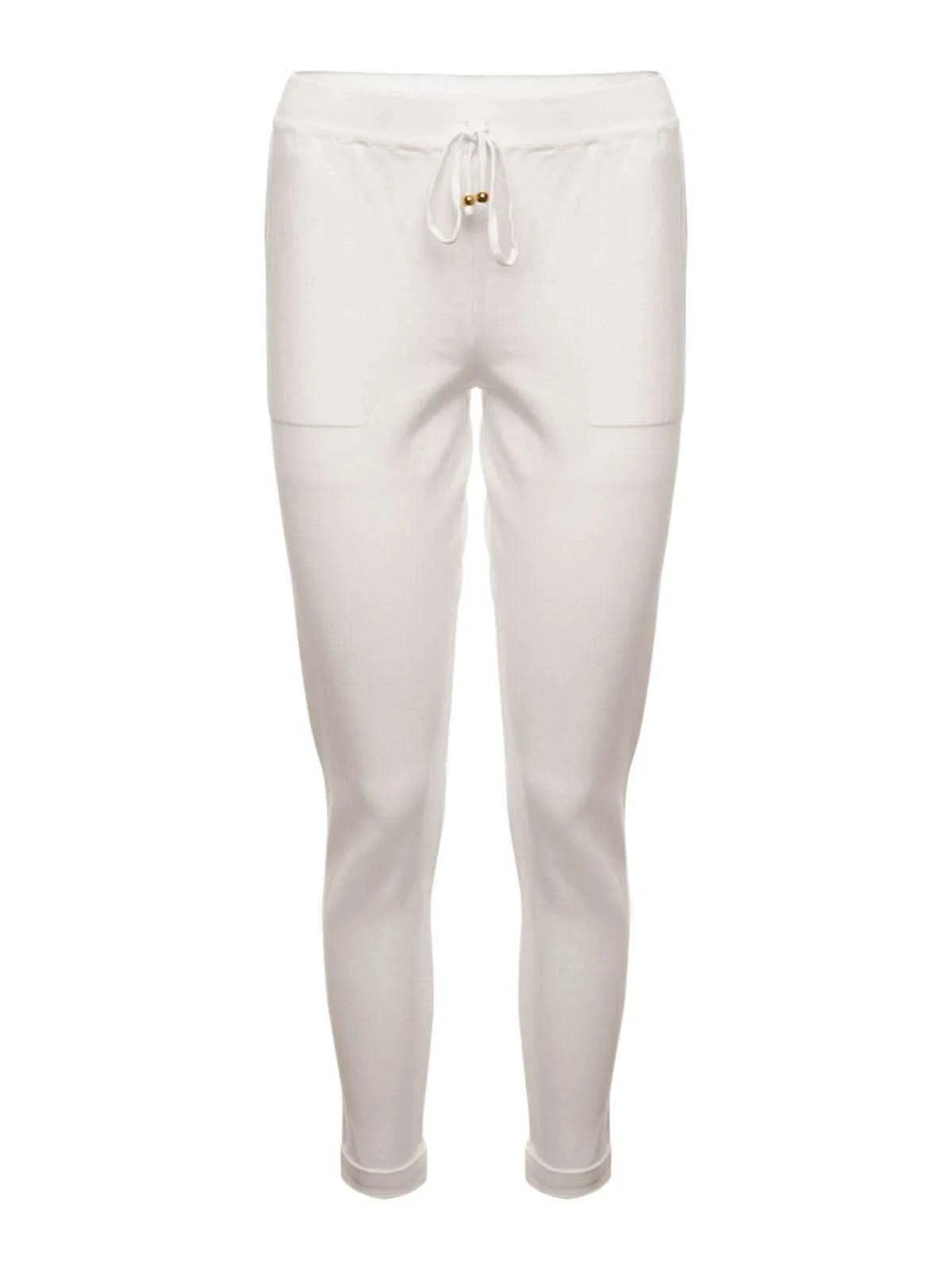 Calça em Tricô com Barra Italiana Off White
