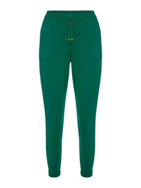 Calça Tricô com Barra Italiana Verde Pinheiro
